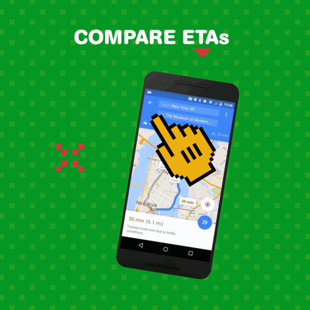 Avoid traffic jams or train delays. You can easily get directions across different modes of transportation and compare ETAs on one screen.
