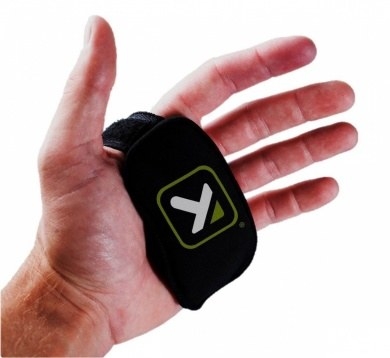 A reusable cooling pack that attaches to your hand.