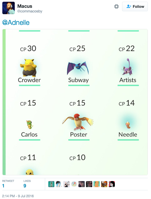 Pokemon Go Names, According to a Toddler