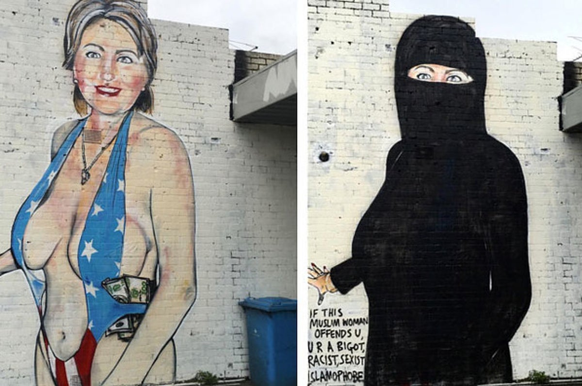 Naked Hillary Clinton Mural Changed To A 