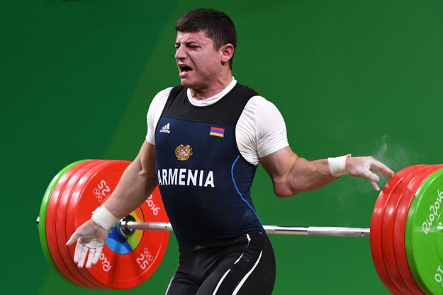Karapetyan's left elbow hyperextended during the clean and jerk move, dislocating his elbow. He had been attempting to lift 195 kilograms.