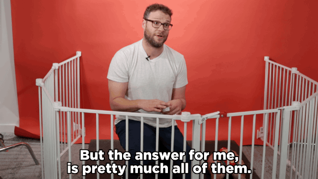 Seth Rogen: Well, James Franco doesn’t smoke weed. Jonah, he doesn’t that often. Jay didn’t help come up with any of our movie ideas I don’t think. But the answer for me is pretty much all of them.