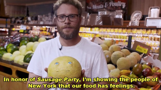 Rogen used animatronic food items and conspicuously placed them among real food, and the results were pretty spectacular.
