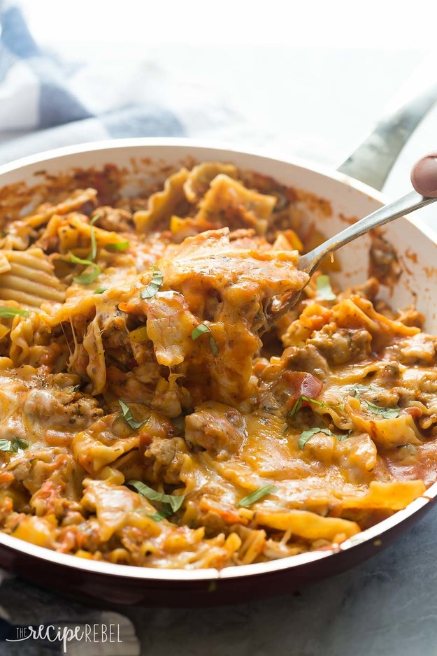 Healthier One Pot Skillet Lasagna