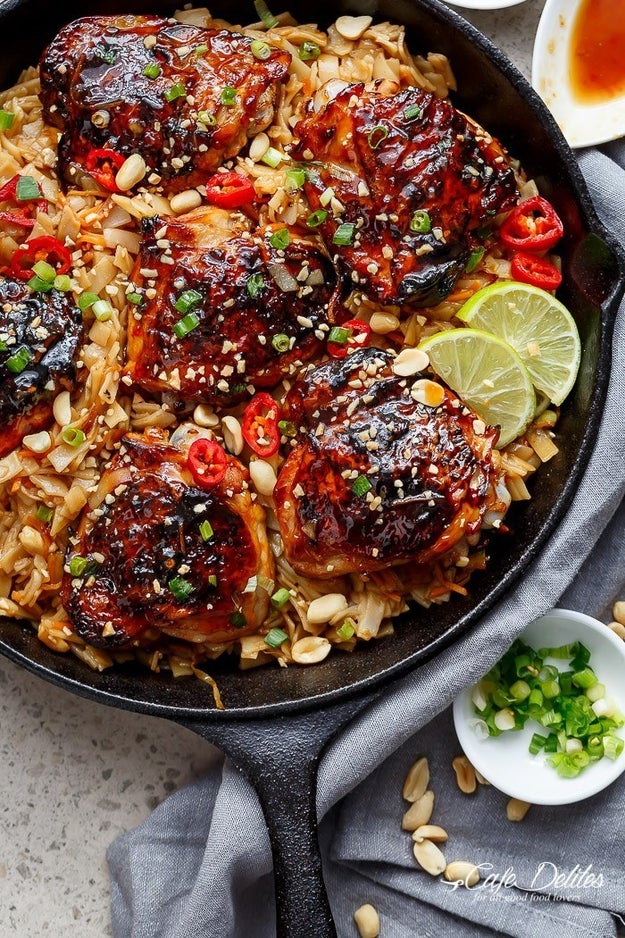 One-Skillet Thai Chicken Thighs & Noodles