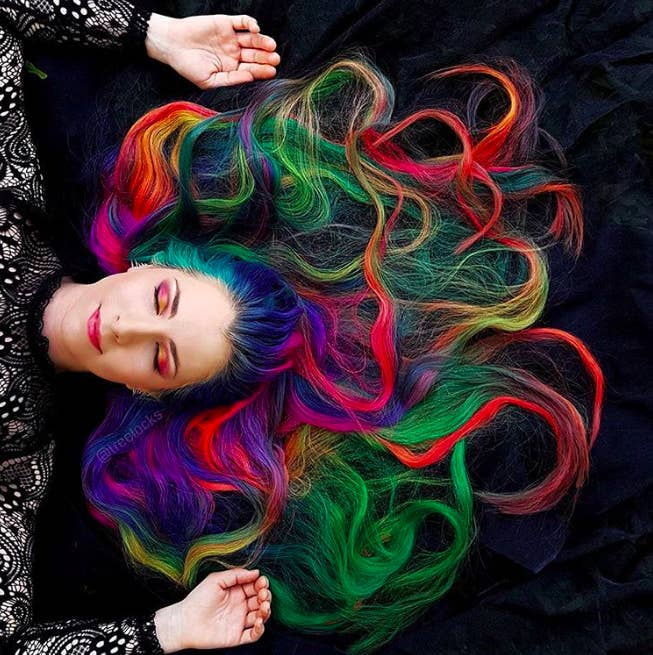 This Woman S Insanely Long Rainbow Hair Is Really Something Else