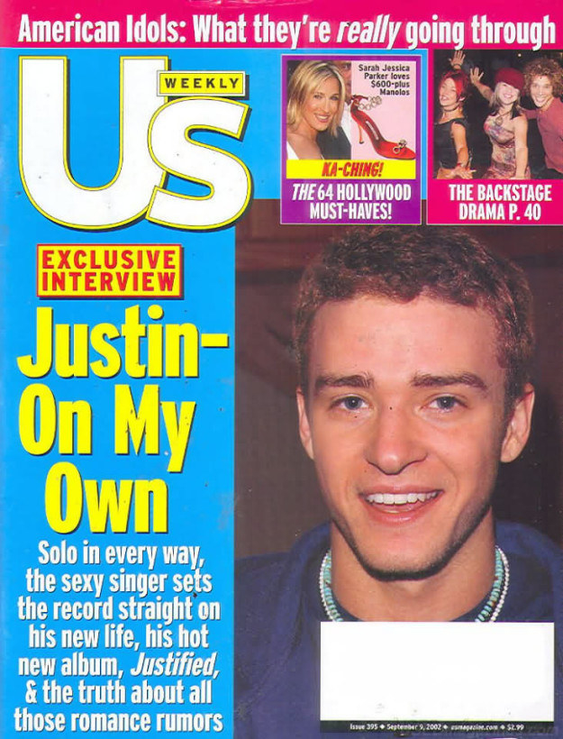 Us Weekly cover with the headline: Justin - On My Own