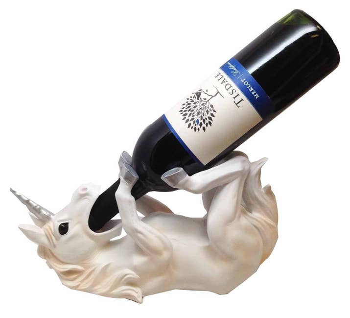 "It lies on its back and holds the wine so that it looks like it is drinking it." —Brittany LynnPrice: $17