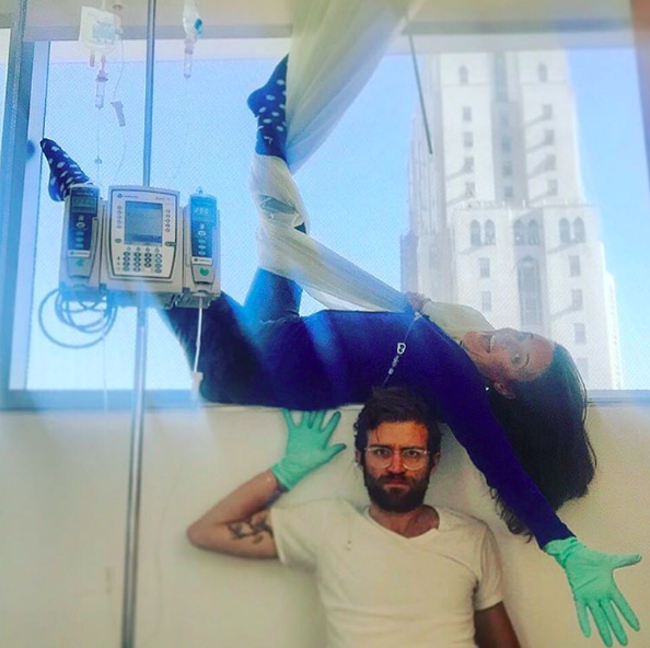 "We had the time and decided to get creative while the infusion was working it's way in," Walsh told BuzzFeed. "We took a creative photo on a window ledge, a favorite of mine."