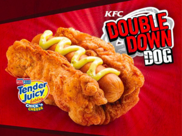 Maybe you heard of the KFC Double Down Dog in the Philippines, which uses a thick piece of chicken as a hot dog bun.