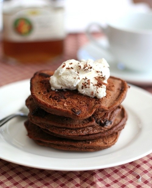 Chocolate Chocolate Chip Coconut Flour Pancakes