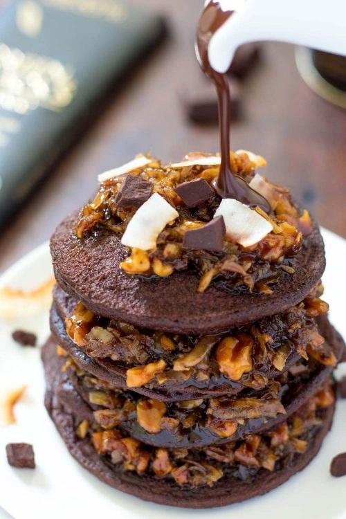 Coconut Flour German Chocolate Pancakes