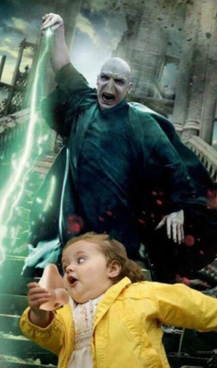 This photo of Voldemort trying to catch his nose.