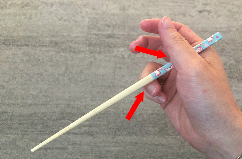 Bottom chopstick placement.