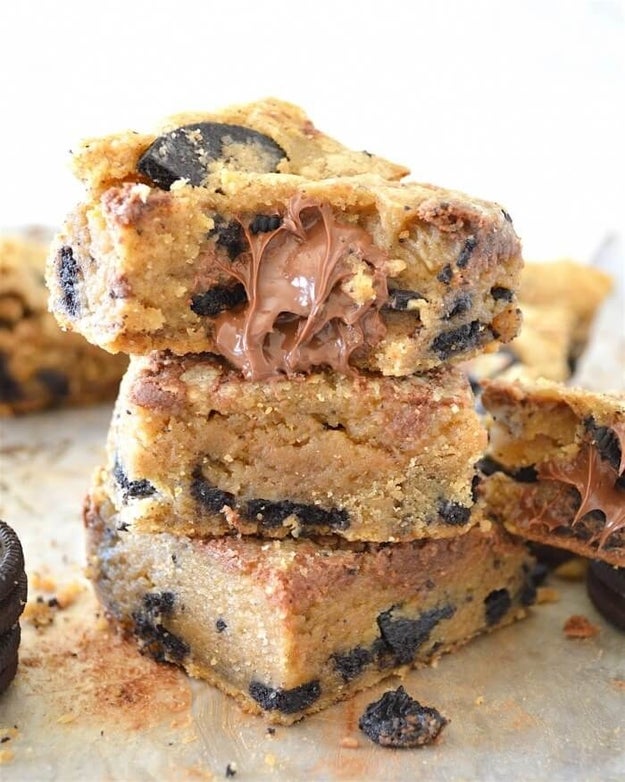 Browned Butter Oreo Nutella-Stuffed Blondies