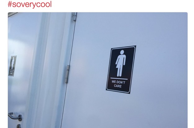 People Are Loving These We Don T Care Bathroom Signs Posted Around Toronto