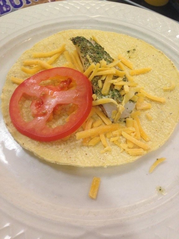 This "loaded" fish taco: