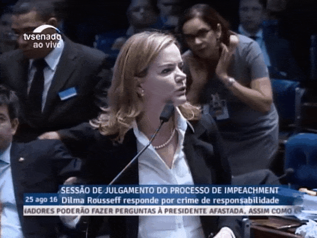 An opposition senator was having none of that and referred to Hoffman's husband, who was arrested as part of the massive corruption scandal that opened the door politically to Rousseff's impeachment, as a "retired burglar."