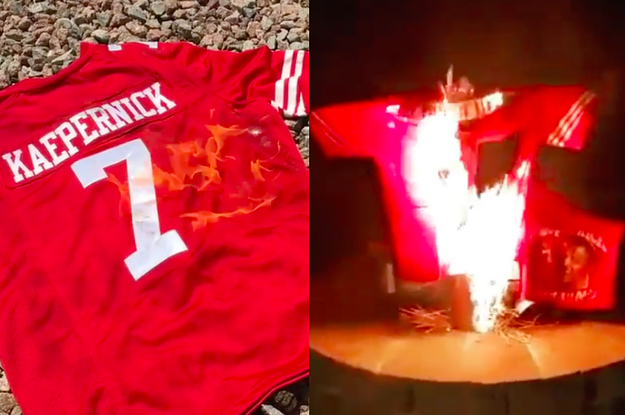 colin kaepernick jersey on fire