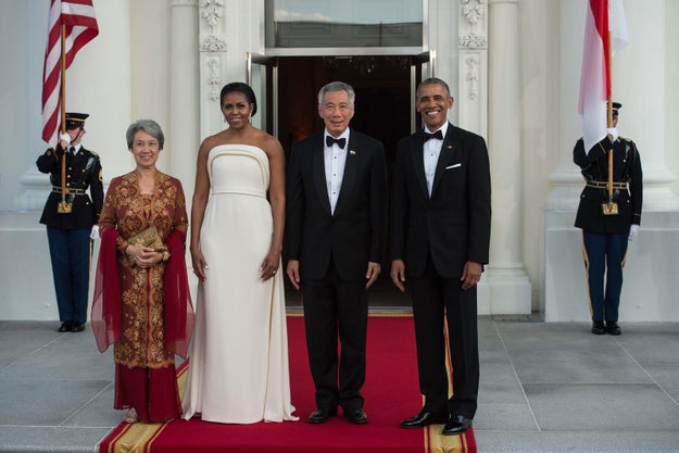 So for the Obama's last state dinner as President and First Lady, we shouldn't be shocked that Michelle looked as stunning as ever in a Brandon Maxwell design.