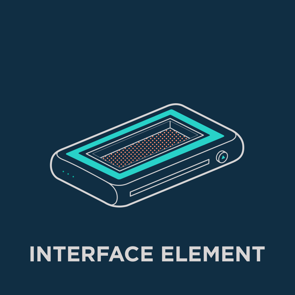 The Interface Element is a wearable computer that a person could set down on an object or against another computer. The interface would pop up, and the person could interact with it, learning information about what they were looking at or the tech they were interacting with, using augmented reality.
