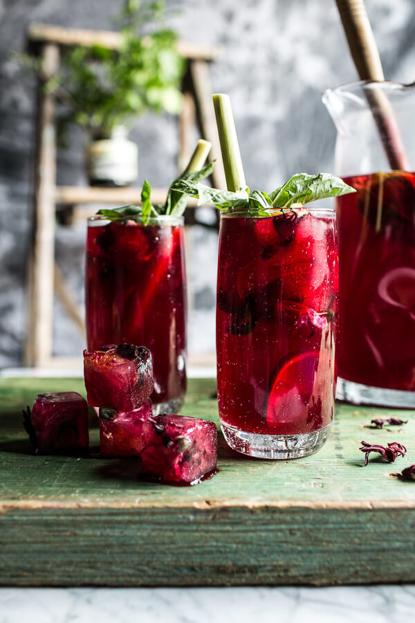 Hibiscus, Lemongrass, Basil, and Honey Sweet Iced Tea