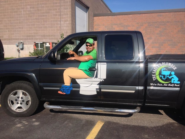 This is the truck for The Sault's Plumber, and it is a work of art. It is a literal tribute to toilet humour.