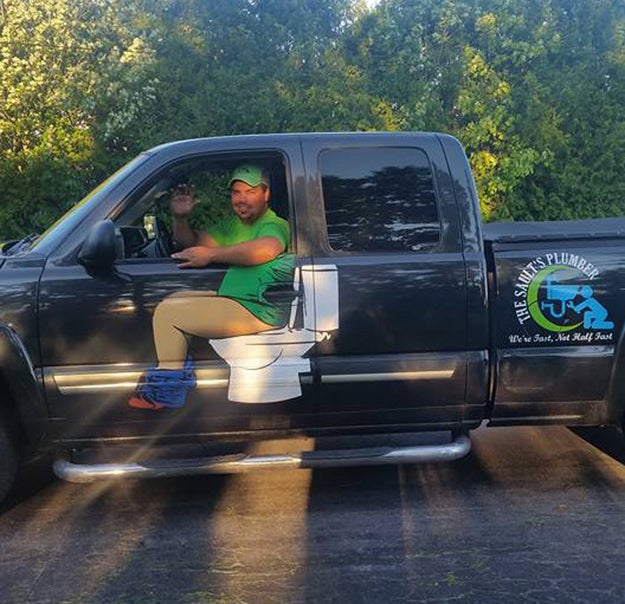 This is not a plumber in his truck. This is a king in his chariot. A chariot with a built-in throne.