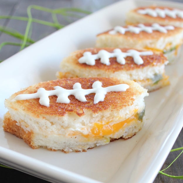 Football Shaped Jalapeno Popper Grilled Cheese
