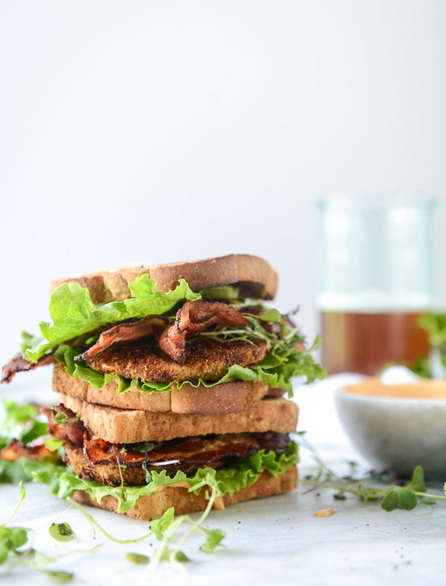 Bacon Fried Green Tomato BLTs with Special Sauce