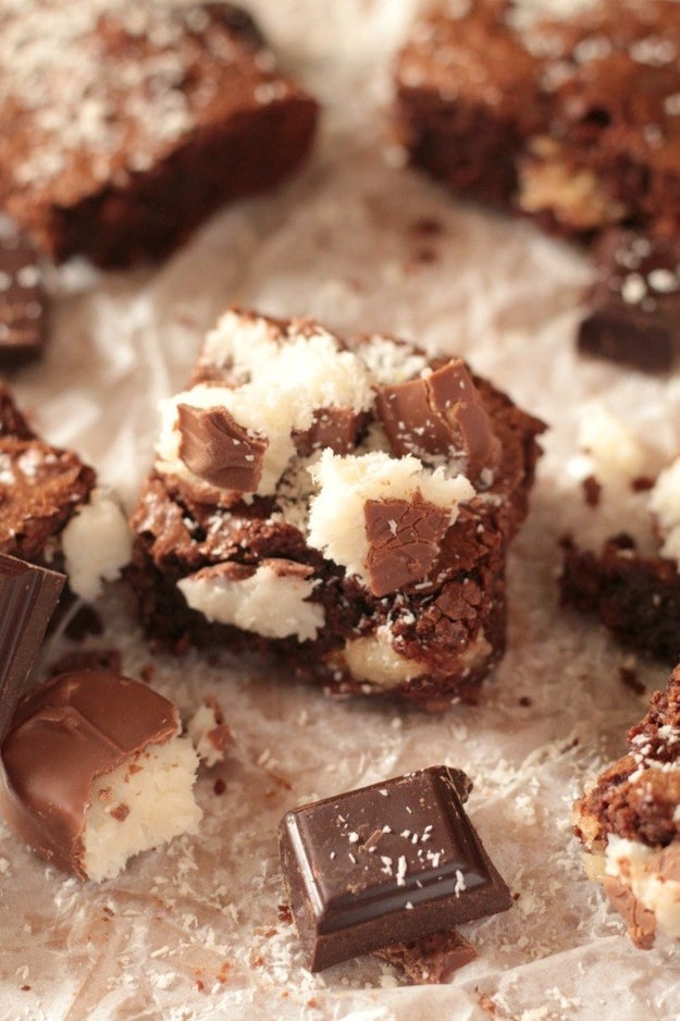 Chewy Coconut Stuffed Brownies