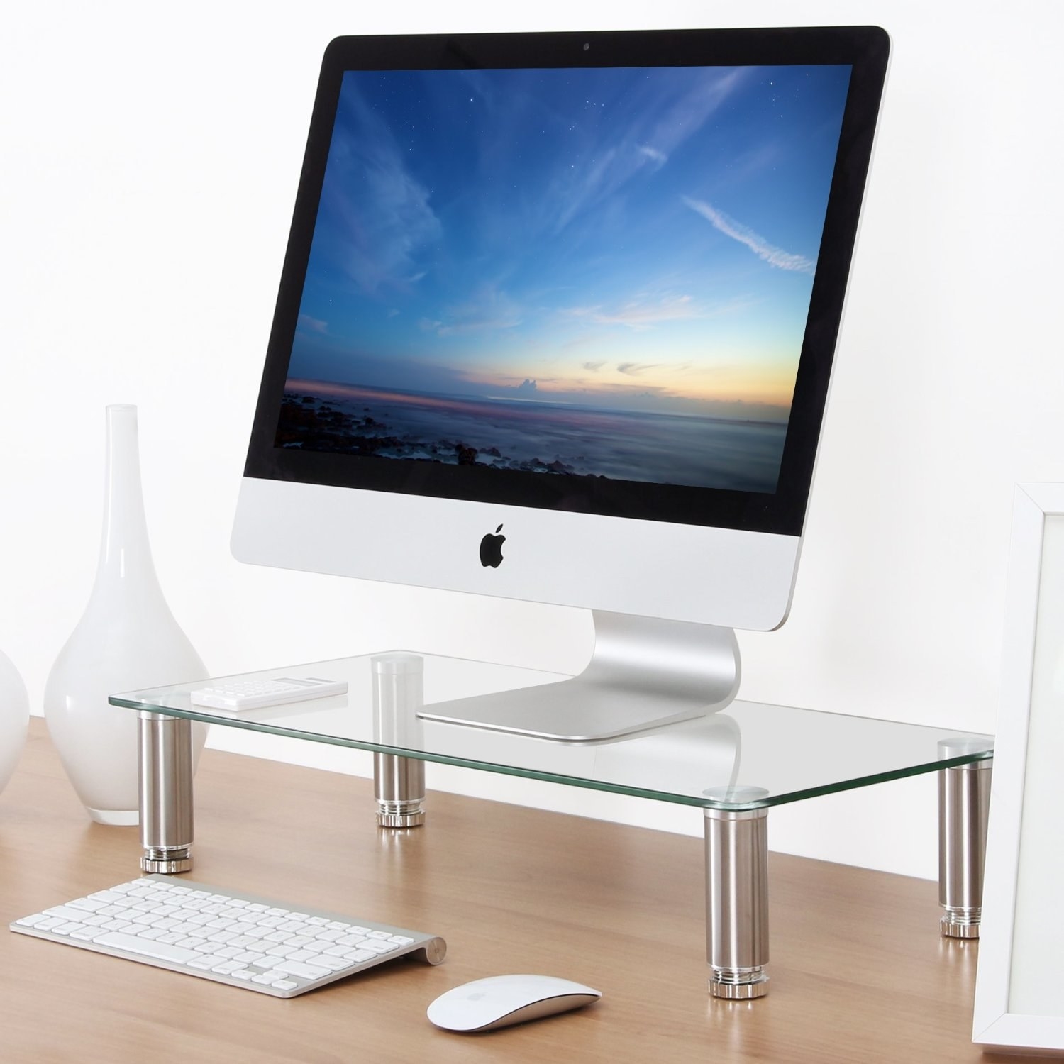 Promising review: "I wanted something stylish and attractive for my iMac to sit on in my new office, and this was it. It has really helped me with long days at the computer." —jag512Price: $29.99