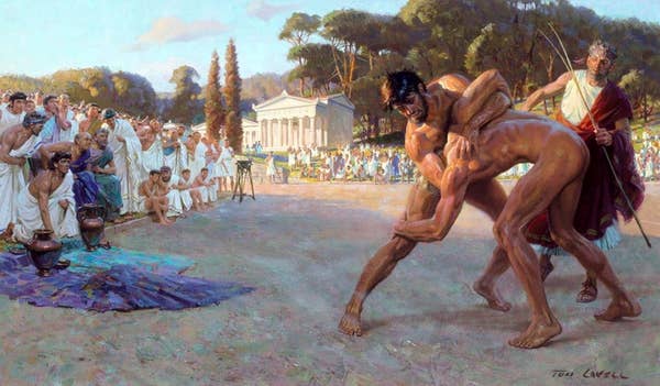 It was a men-only affair at the Ancient Olympics (Source: Buzzfeed Motion Pictures) It was a men-only affair at the Ancient Olympics (Source: Buzzfeed Motion Pictures)