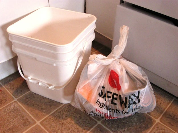 You use grocery bags to hold garbage
