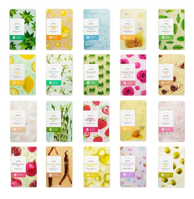 A set of twenty (yes, TWENTY) Korean sheet masks.