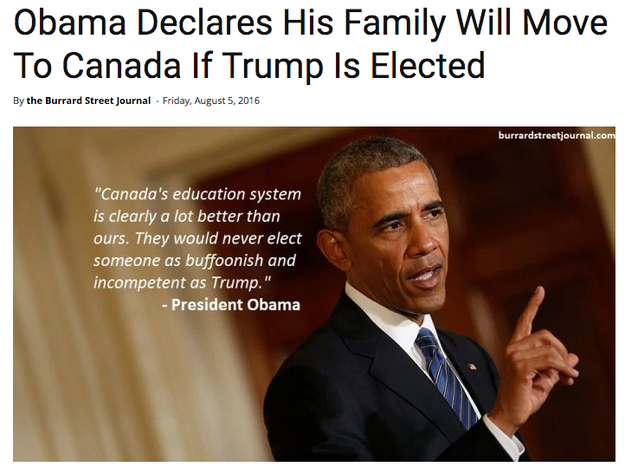 They all fell for a hoax. First, Obama already announced he plans to stay in Washington after the election. Second, the claim originated on a Canadian fake news/satire website called the Burrard Street Journal (that's BS Journal for short).