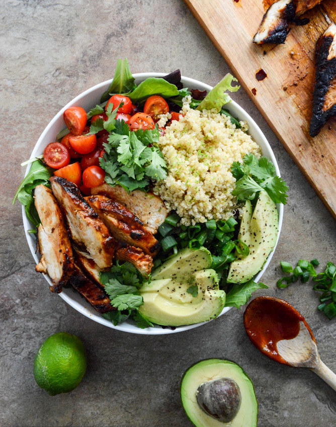 chicken, veggies, and quinoa