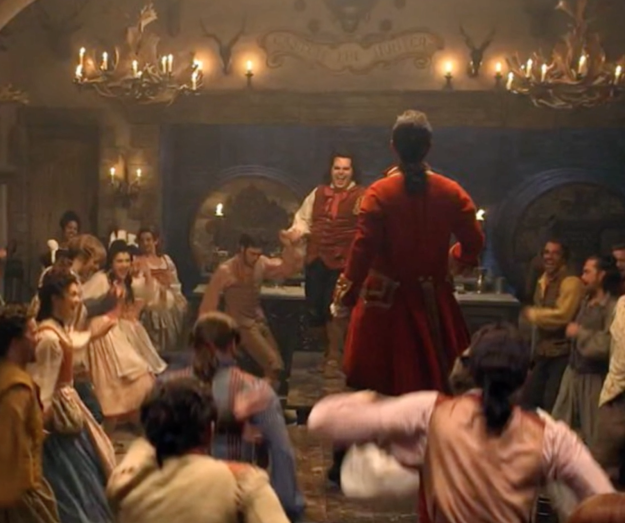 Le Fou (Josh Gad) and Gaston (Luke Evans) are clearly nailing their tavern duet.