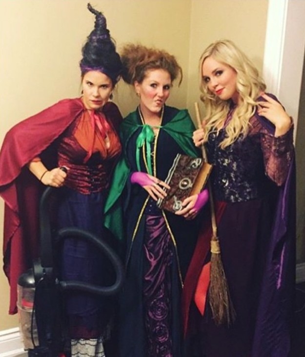 Three friends dressed as the Sanderson Sisters from &quot;Hocus Pocus&quot;