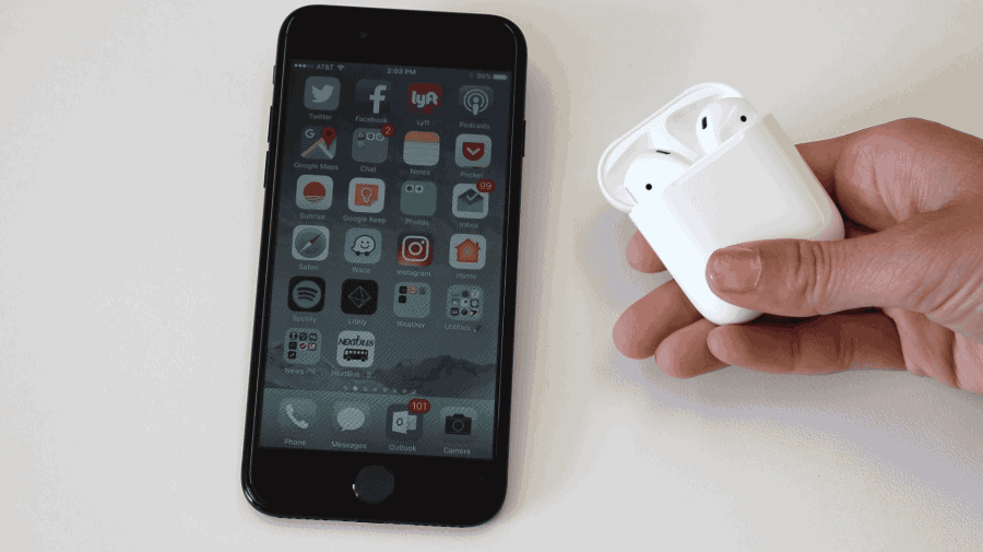 No settings menus, no tapping around, no button holding — once you open the lid of the floss-sized case, it’s done. The AirPods are paired. It makes normal Bluetooth look dumb.AirPods will work with anything running iOS 10, which means they’re compatible with older iPhones and iPads too, not just the 7 and 7 Plus. And if you have a computer running macOS Sierra or an Apple Watch running Watch OS 3, it’ll detect that they’re associated with the same iCloud account and connect instantly to those devices, too.The range on the AirPods is pretty outstanding too. I left the office and there was still a connection, even with the door closed behind me. There are sensors inside of the pods that detect when you’ve pulled one out (which pauses the music) or double-tapped on the side (which enables Siri). It boggles my mind that a triple tap to pause or a swipe up to skip a song wasn’t programmed in. Those who’d rather not startle random passers-by by loudly articulating words into thin air should opt for headphones with a remote control. I really didn’t love having to shout “TURN UP THE VOLUME” at Siri while I was on my bike, but I did love how weightless the pods felt and the freedom of going wire-free.