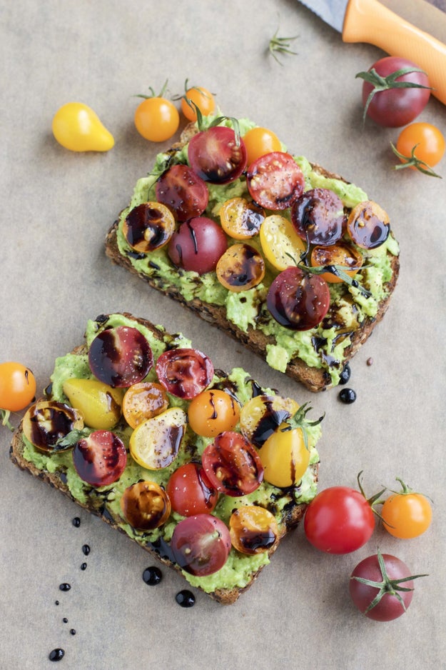 Cherry Tomato Balsamic Avocado Toast