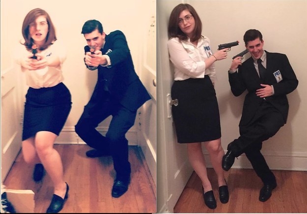 A couple dressed as characters from The X-Files