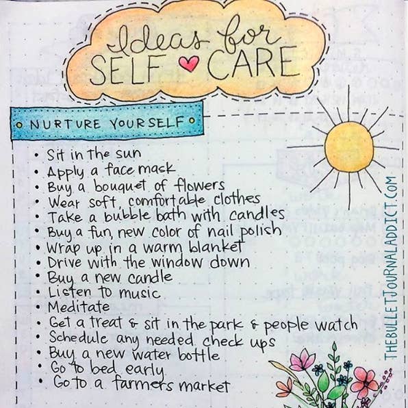 Here is a bullet journal self care spread ideas that will make is simple for you to find what you need when you're feeling blue. #planningwithmaggierae #bulletjournal #bulletjournalspreadideas #bulletjournalcollections #selfcare