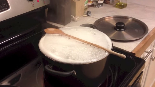 If you get distracted and the water keeps boiling over while you're cooking pasta, simply lay a wooden spoon on the pot.