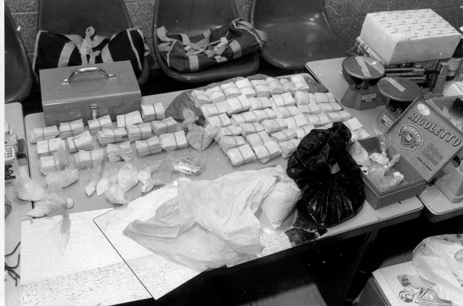 Heroin and cocaine were seized in a bust was in excess of 2 million dollars in Harlem, June 1980.