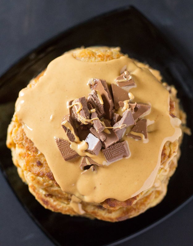 Peanut Butter & Chocolate Chunk Oatmeal Pancakes