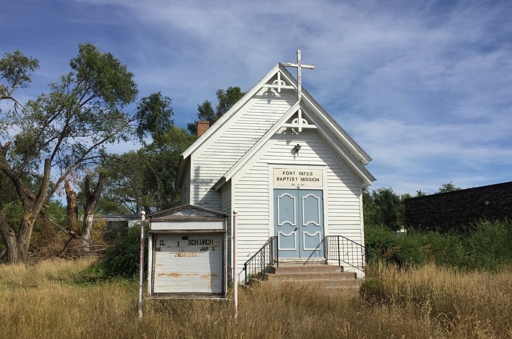 The abandoned mission in Fort Yates, North Dakota.