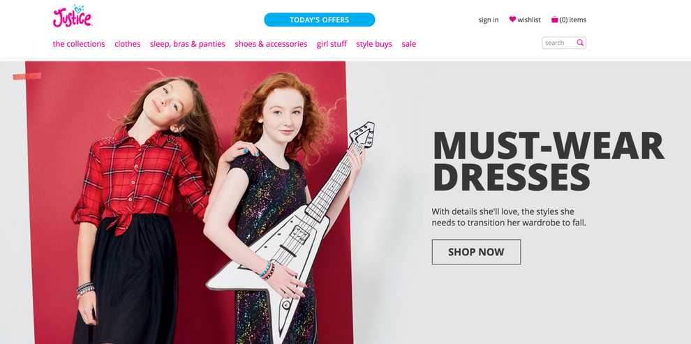 Justice website clothes shop