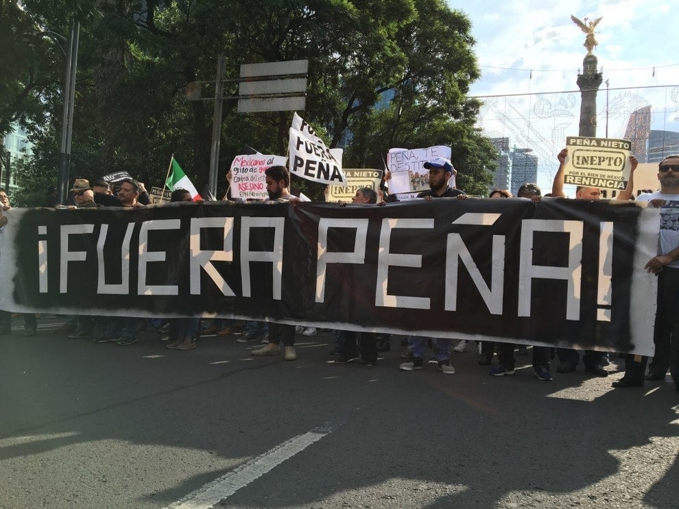 Cries of "Fuera Peña!" — "Out Peña!" — filled the eight-lane-wide Reforma Avenue as the sun set on the modern high rise buildings lining the thoroughfare.
