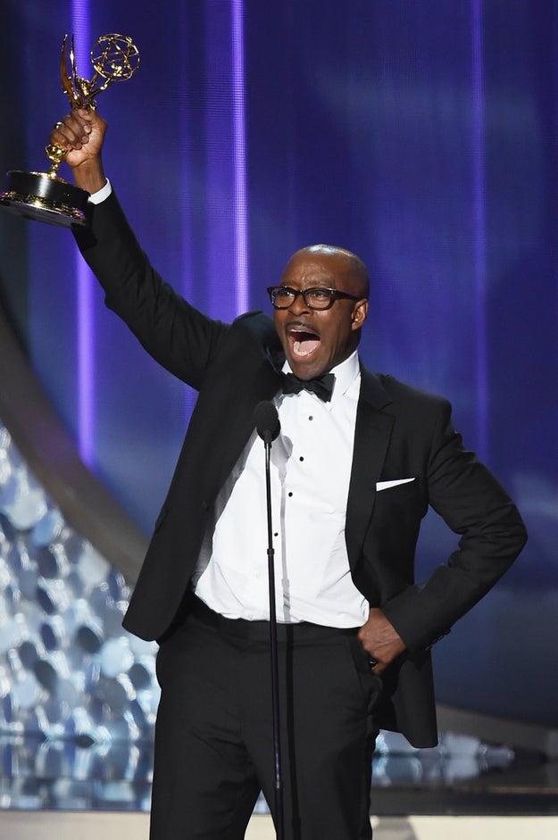 Courtney B. Vance shouted "Obama out, Hillary in!" at the end of his speech.